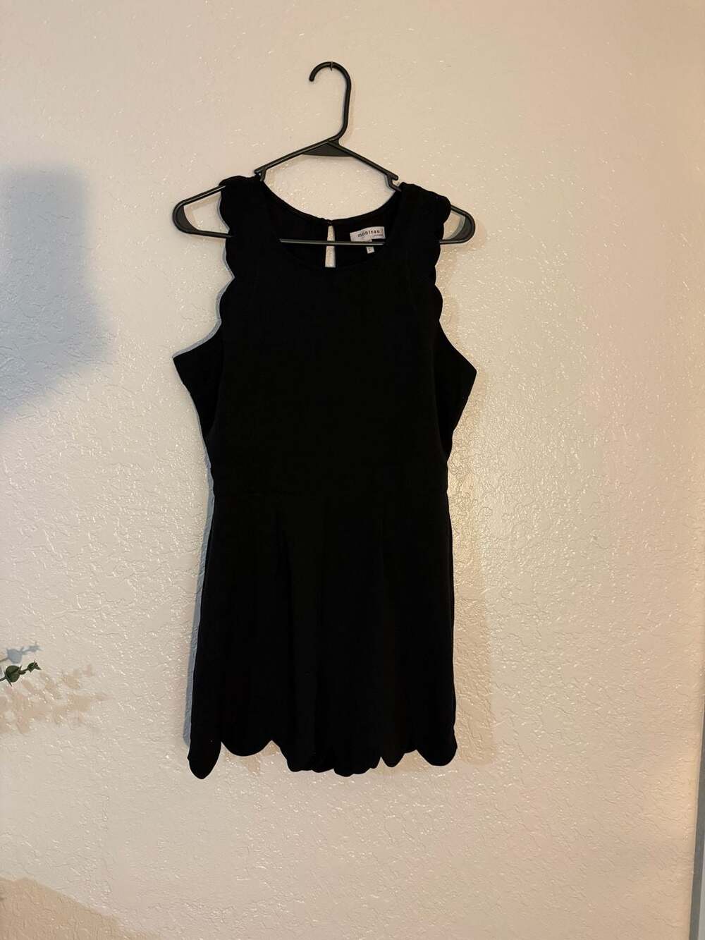 Monteau Romper Size L Black Scalloped Trim Sleeveless
